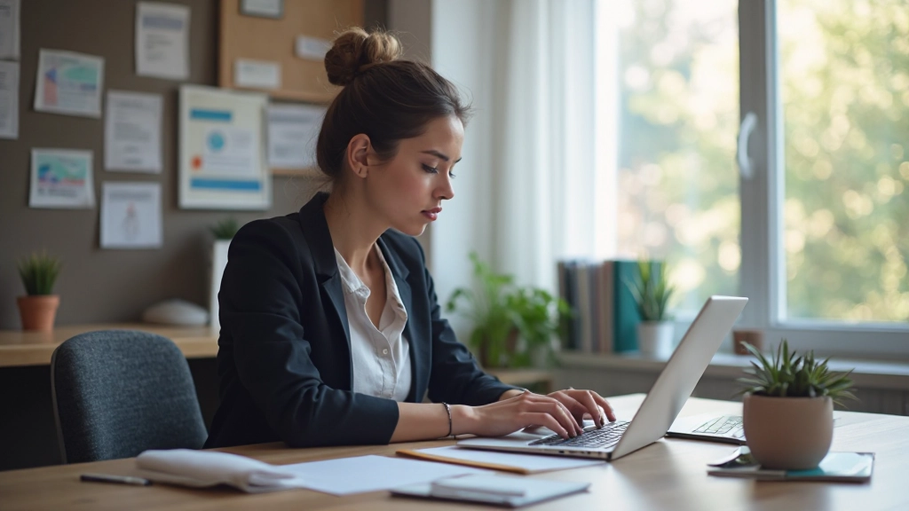 Создание контента на рабочем столе с ноутбуком и блокнотом