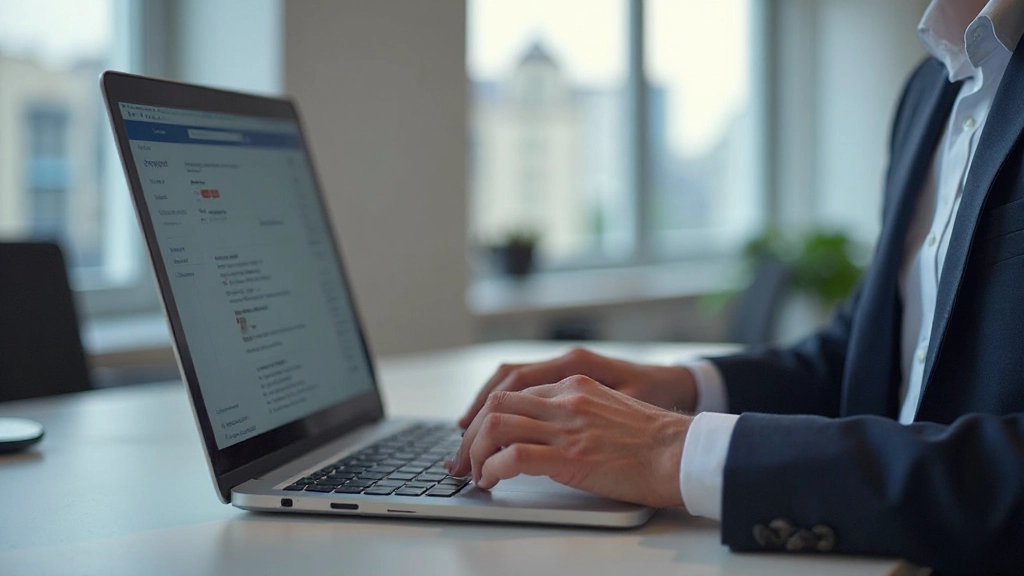 Профессиональный снимок человека, работающего с email маркетинговой кампанией на компьютере